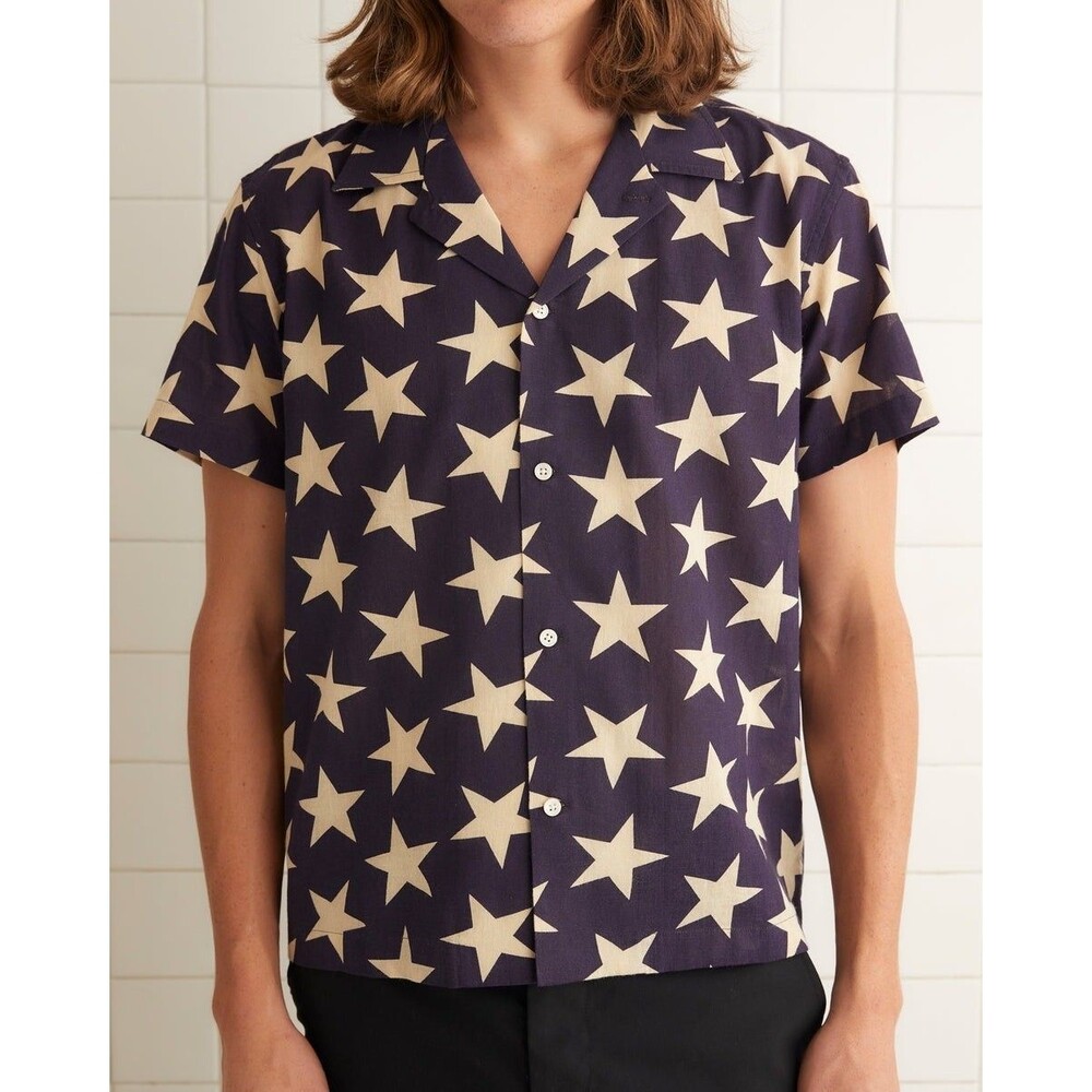 Bode Starry Short Sleeve Men's Shirt Buttondown Cotton L 282383